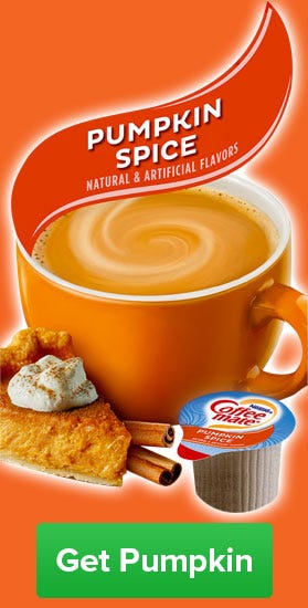 Buy Pumpkin Spice Coffee-mate, Pumpkin Pie Flavored Creamers, Peppermint Mocha, Vanilla, Hazelnut and MORE!