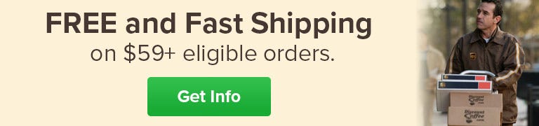 Free Shipping Discount Coffee, USA, UPS, USPS, FedEx, delivered to your door.