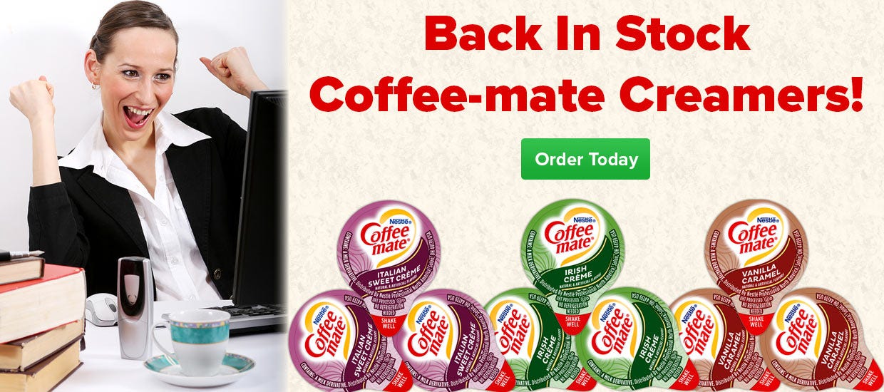 Buy Italian Sweet Creme, Irish Creme and Vanilla Caramel Coffee-mate Creamers Today!
