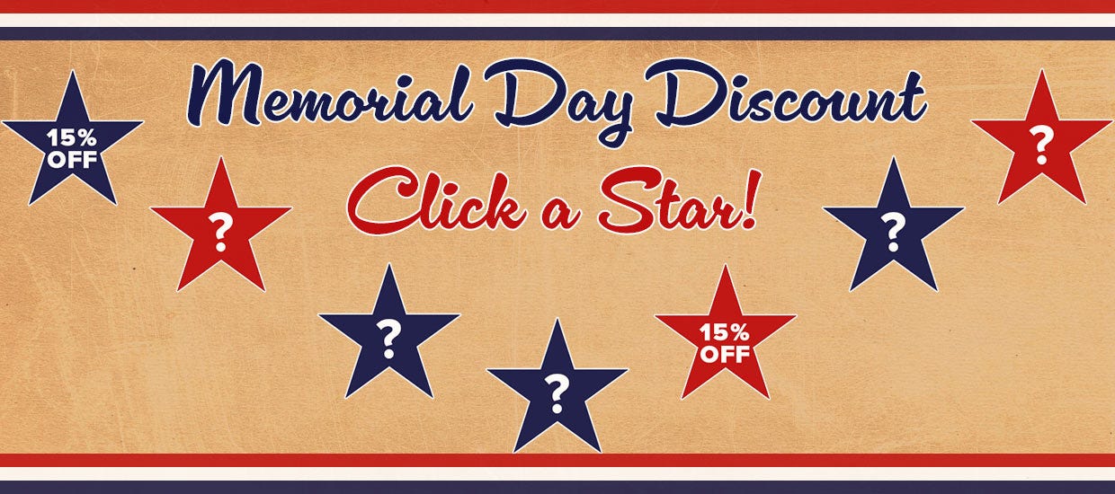 Memorial Day Discount... Click A Star!