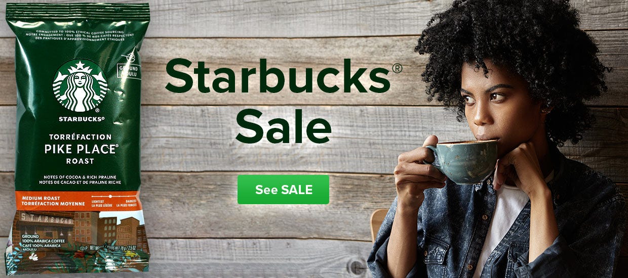 Buy Starbucks Coffee Sale, Pike Place, Decaf, Caffe Verona, Blonde Veranda Blend Roast, Ground 2.5 oz. 18 count boxes.