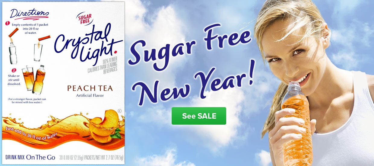 Sugar Free Crystal Light New Year Sale, Healthy Low Calorie Weight Loss Drink Mix for Bottle Water, Lemonade, Iced Tea, Fruit Flavors.