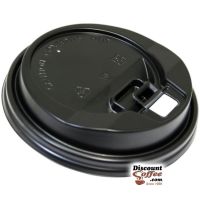 12 oz. 16 oz. Black Plastic Travel Dome Lids for Paper Hot Cups.