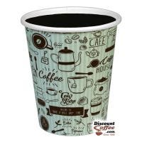 Empress 8 oz. Print Paper Hot Cup, EHC8-P Cups, Brown, White, Disposable, 1,000 count Case.