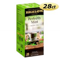 Bigelow Perfectly Mint Tea Bags 28 ct. Box | Natural Spearmint Leaves Flavored Hot Black Tea. Kosher.