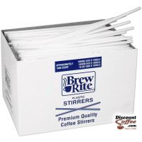 Brew Rite Plastic Coffee Stirrers 1,000 ct. Box | 5 inch White Stir Straws for Bars, Restaurants, Cafes, Office Coffee Breakroom Kitchens.