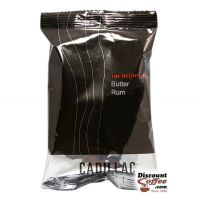 Cadillac Butter Rum Flavored Coffee | Ground Medium Roast Gourmet Desert Coffee, 1.5 oz. Bags, 24 ct. Case.