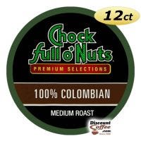 Chock full o'Nuts 100% Colombian K Cup® Coffee, Medium Roast Colombian Coffee