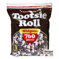 Chocolate Tootsie Roll Midgees Candy 5 lb.| 760 ct.Bulk Bag Individually Wrapped Pieces.