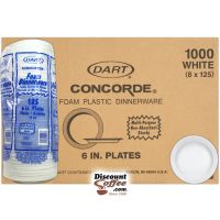 Dart 6 inch Styrofoam Plates | 1,000 ct. Case, No CFC's White Foam Dinnerware, Tableware, Made in U.S.A.