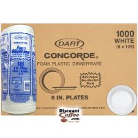 Dart 6 inch Styrofoam Plates | 1,000 ct. Case, No CFC's White Foam Dinnerware, Tableware, Made in U.S.A.