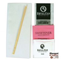 In Room Wrapped Condiment Packets, Napkin, Wood Stir Stick, Sugar Packet, Non-Dairy Coffee Creamer, Pink Artificial Sweetener