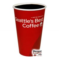 Seattle’s Best 16 ounce Printed Coffee Cups, Red, White, Biodegradable Paper Hot Beverage Cup