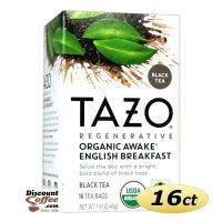 Tazo Awake English Breakfast Tea 16ct. Box | Black Tea, Black Cherries, Caramel, Malty Flavored Hot Tea Bags.