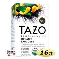 Tazo Earl Grey Tea 16 ct. Box | Black Tea, Spicy, Lavender, Lemon, Bergamot Flavored Hot Tea Bags.