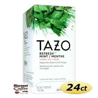 Tazo Refresh Mint Tea 24 ct. Box | Herbal Tea, Peppermint, Spearmint, Chocolate, Tarragon, Licorice, Chocolate Mint Flavored Hot Tea Bags.