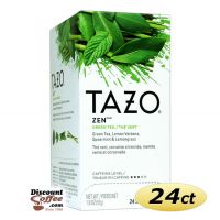 Tazo Zen Tea 24 ct. Box | Green Tea, Lemon Verbena Leaves, Lemongrass, Spearmint Leaves Flavored Hot Tea Bags.