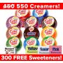 Assorted Nestle Coffee-mate non-dairy, liquid creamer variety pack – 11 Flavors, 300 Free Sweeteners.