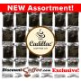 New Cadillac Flavored Coffee Assortment, Cinnamon Hazelnut, Michigan Cherry, Vanilla Cream, Hazelnut Creme.