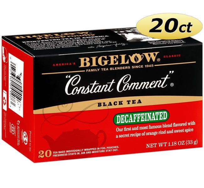 Bigelow Decaf Constant Comment Tea 20 ct. Box | Decaffeinated, Rind of Oranges, Sweet Spice Hot Tea, Kosher