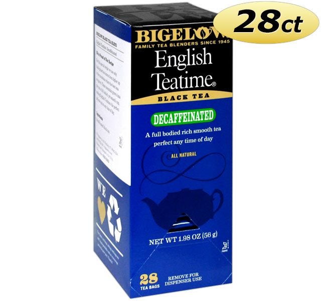 Bigelow Decaf English Teatime Tea Bags 28 ct. Box | Single Cup Black Tea Hot Beverage Drink. Gluten Free, Kosher.