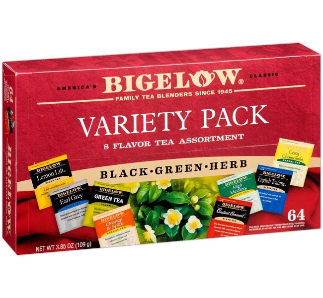 Bigelow Variety Pack, Black, Green, Herb Tea Assortment | Chamomile, Lemon, Orange, Mint, Constant Comment, Earl Grey, English Teatime.