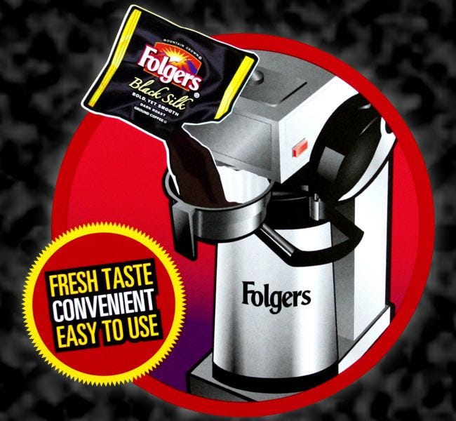 Foodservice Thermos Airpot Coffee Pots.  Folgers Black Silk Coffee 1.40 oz. Packets.