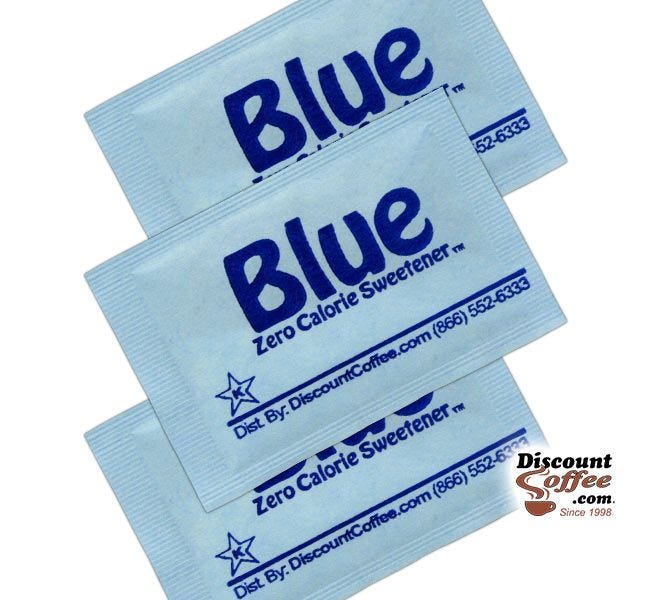 Blue Packets Zero Calorie Sweetener | Compare Equal Brand, Save! Aspartame Artificial Sweeteners, Gluten Free, Kosher.