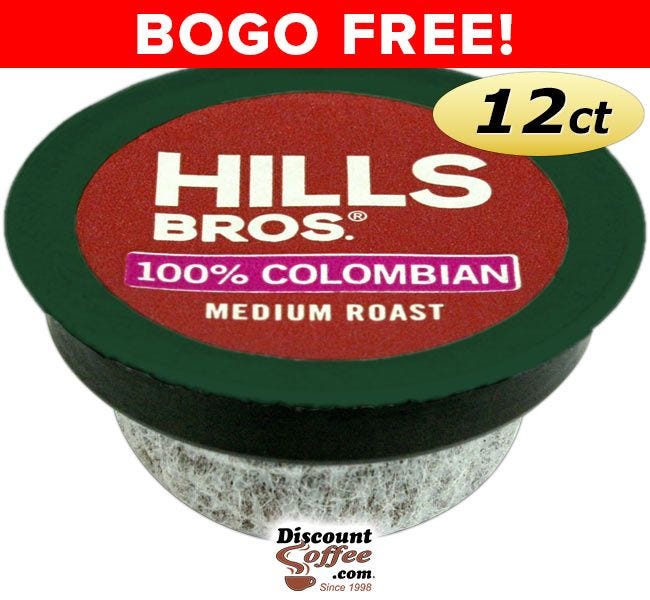 BOGO FREE CLEARANCE Sale! 100% Colombian Coffee Pod | Medium  Roast, Hills Bros Single Serve K-Cup® Pods