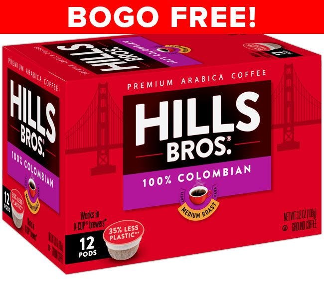 BOGO FREE CLEARANCE Sale! Hills Bros. Colombian Coffee Pods | Medium Roast, 100% Arabica Single Serve Coffee Cups