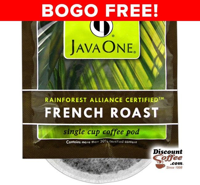 BOGO FREE Sale! Java One Coffee French Roast Rainforest Alliance Single Cup Pods 200 ct. | Bulk Single-Cup In Room Single Origin Coffee Case