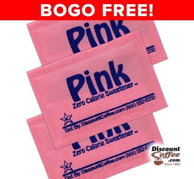 BOGO FREE Sale! Pink Packets Zero Calorie Sweetener | Compare Sweet n Low Brand, Save! Saccharin Artificial Sweeteners, Gluten Free, Kosher.