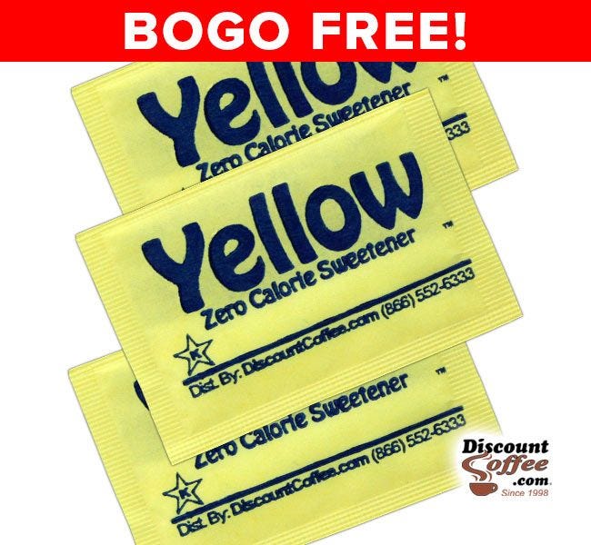 BOGO FREE Sale! Yellow Packets Zero Calorie Sweetener | Compare Splenda Brand, Save! Sucralose Artificial Sweeteners, Gluten Free, Kosher.