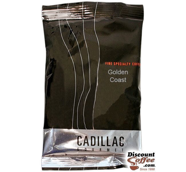 Cadillac Hawaiian Golden Coast Kona Blend Ground Coffee | Medium Roast Gourmet Kauai, Kona Blend Coffee, 1.5 oz. Bags, 24 ct. Case