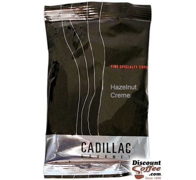 Cadillac Hazelnut Creme Coffee | Ground Medium Roast Gourmet Flavored Coffee, 1.5 oz. Bags, 24 ct. Case.