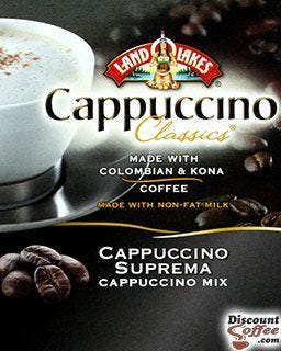 Cappuccino Suprema Land O’Lakes Cappuccino Mix, Single Serve Pouch | Kona Coffee, Colombian, Non-Fat Milk