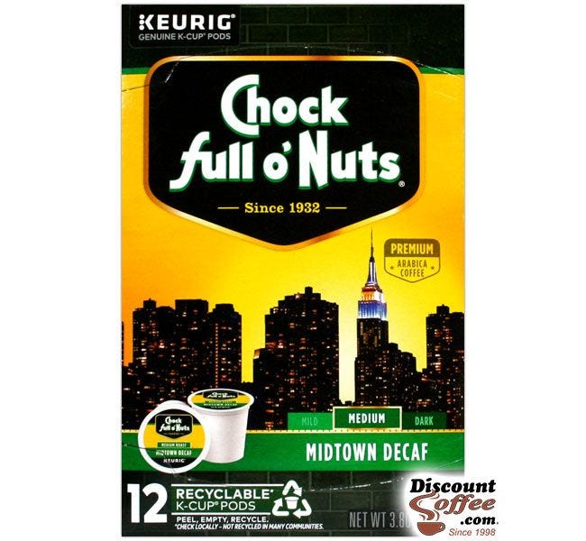 Decaffeinated Midtown Manhattan Chock full o'Nuts K-Cup® Coffee for Keurig® Coffee Makers, Medium Roast Single Serve Cups