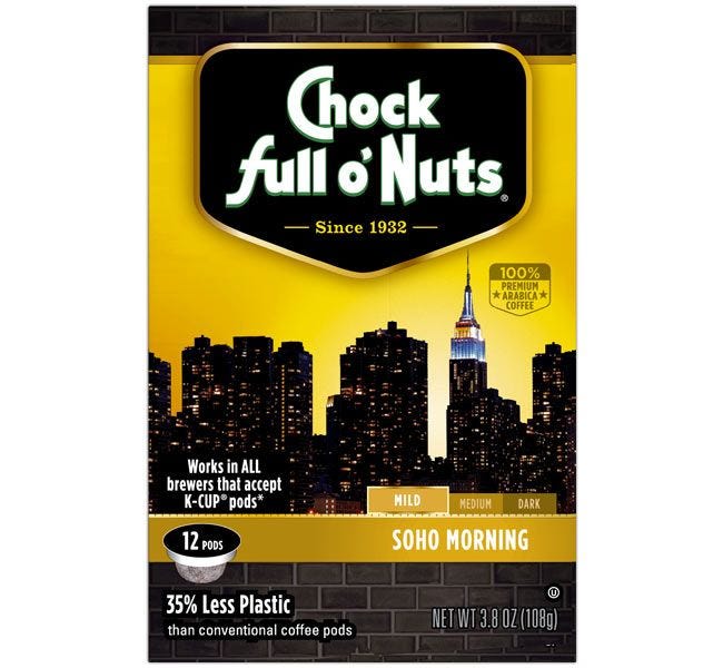 Soho Morning Chock full o'Nuts K-Cup® Coffee for Keurig® Coffee Makers, Light / Mild Roast Breakfast Blend Coffee