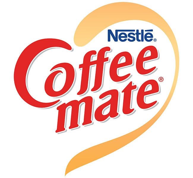 Coffee-mate Brand Snickers Candy Bar Flavor, Caramel, Peanut, Chocolate Coffee Creamer.