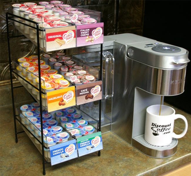 Coffee-mate Counter Wire Rack, Metal, Display, Foodservice, Convenience Store, C-Store, Breakroom, Kitchen, Coffee Station.