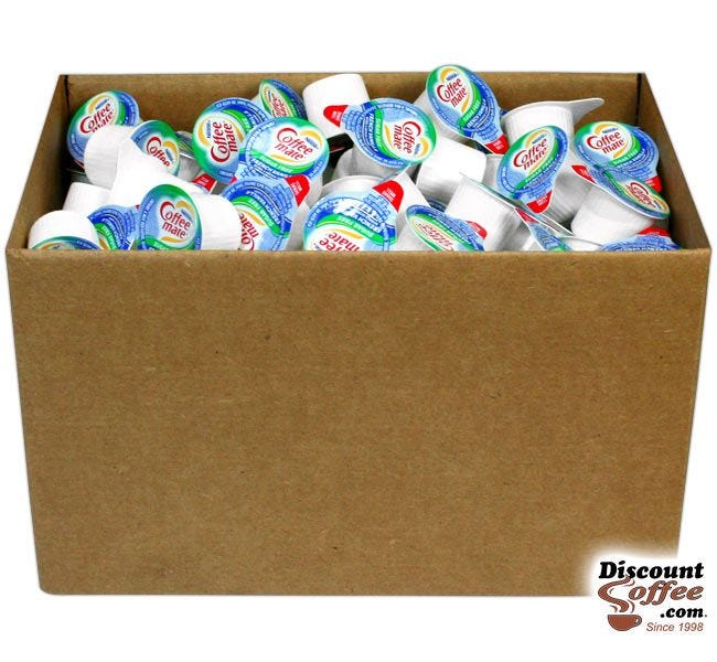 Zero Sugar Free French Vanilla Carnation CoffeeMate Liquid Creamers - 180 Count Bulk Case