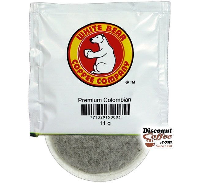 “Colombia coffee house flavor” at Your House – White Bear Colombian Pods.