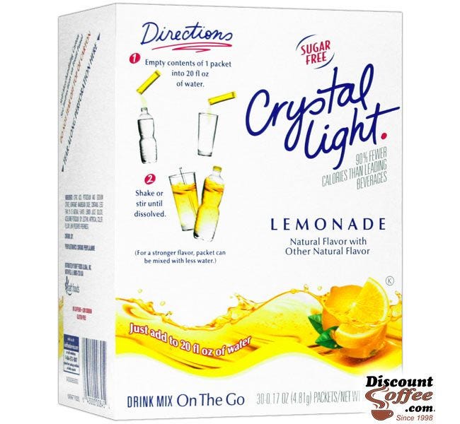 Crystal Light On the Go Lemonade Drink Mix | Bottled Water