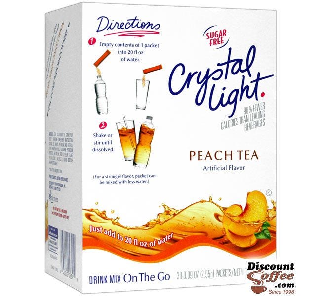 Crystal Light On the Go Peach Tea Drink Mix | Bottled Water