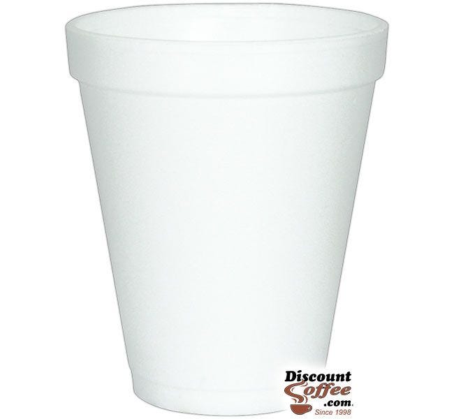 Dart 10J10 10 oz. Styrofoam Coffee Cups | White Cold or Hot Insulated Cups, 1,000 ct. Case, Made in U.S.A.