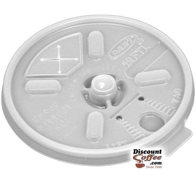Dart 12FTLS 12 oz. Translucent Clear Plastic Lift n' Lock Lids | 10 Individually Wrapped 100 ct. Sleeves, 1,000 ct. Case Made in U.S.A.