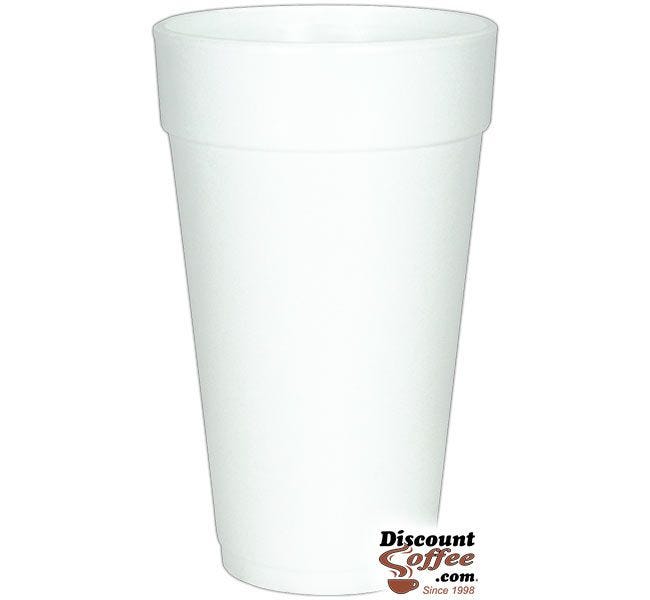 Dart 20J16 20 oz. Styrofoam Coffee Cups | 1,000 ct. Case, White Cold or Hot Insulated Cups Made in U.S.A.