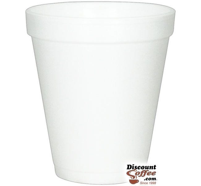 Dart 8J8 8 oz. Styrofoam Coffee Cups | 1,000 ct. Case, White Cold or Hot Insulated Cups Made in U.S.A.