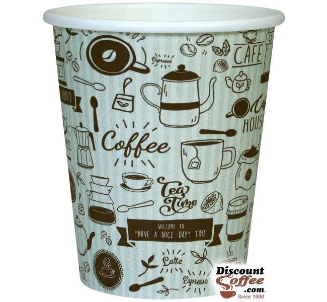 Mocha Paper Hot Drinks Cups Tea Coffee Espresso Cappuccino Disposable Printed 