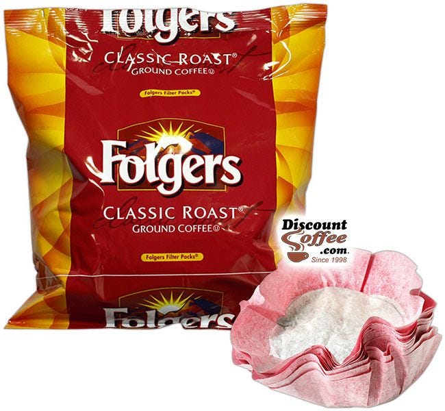 Folgers Classic Roast Coffee Filter Pack | 0.9 oz. Pre-measured Filter Packs Brew 12 Cup Pots.